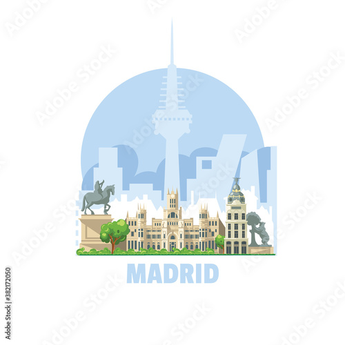 Madrid city skyline, Spain. One of the most visited by tourists city in the world.