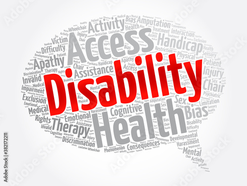 Disability word cloud collage, concept background