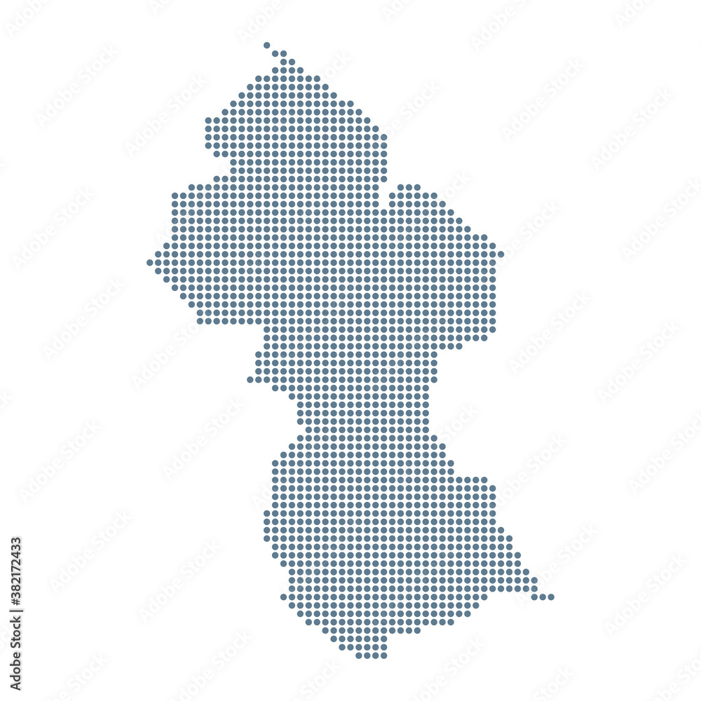 Guyana Map - Vector Pixel Solid Contour