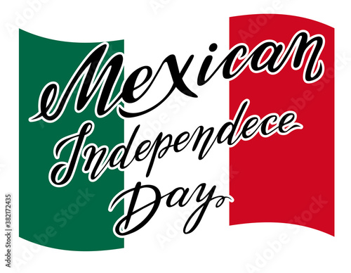 mexican independence day, black lettering text, vector illustration for web or print