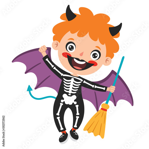 Happy Funny Child Celebrating Halloween