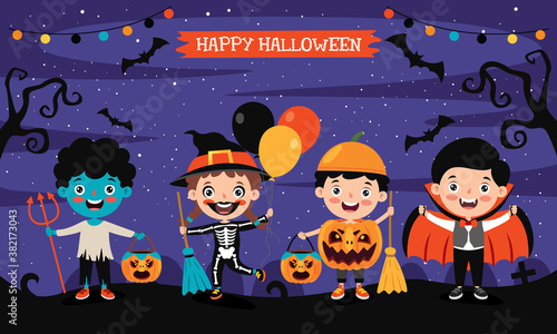 Happy Funny Child Celebrating Halloween