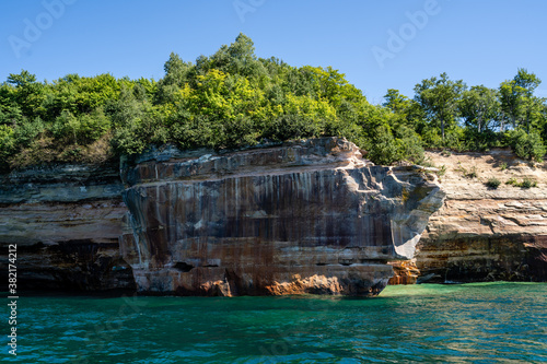 Rocky cliff in Lake Superior at Pictured Rocks in Michigan