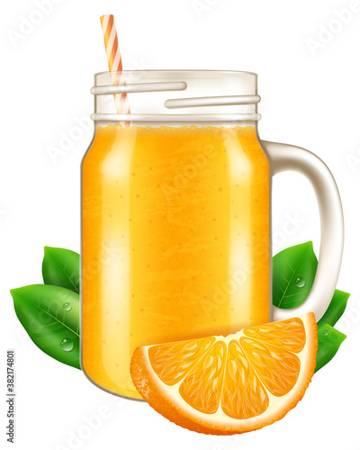 Orange juice / smoothie in a mason jar mug