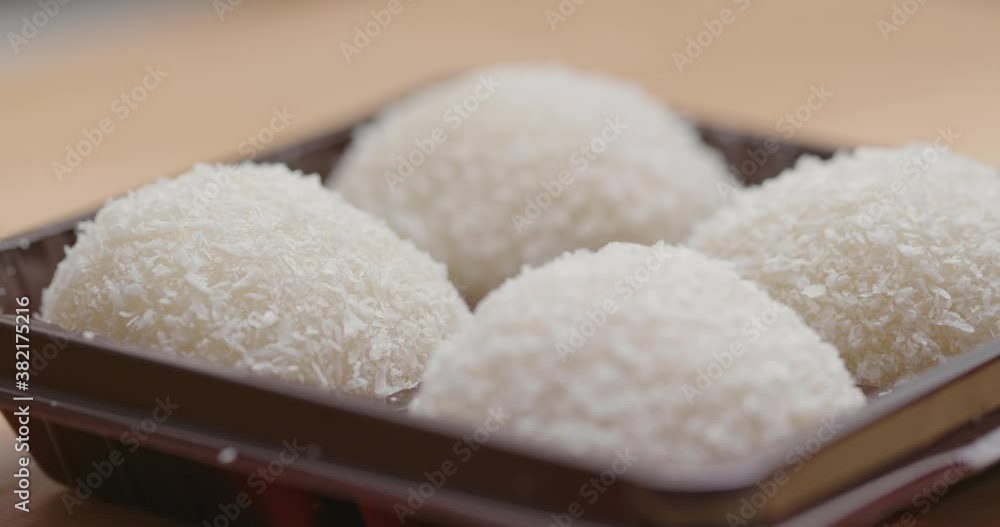 White mochi, traditional Chinese dessert White mochi, traditional Chinese dessert