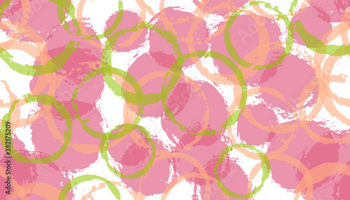 Modern painted circles geometry fabric print. Circular splotch overlapping elements vector seamless 