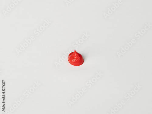 Acrylic Paint, Red Dab or Dollop, On White Background