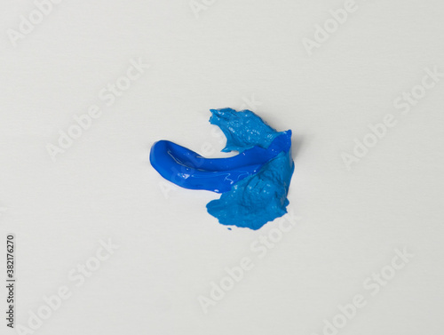 Acrylic Paint Smear, Bright Blue, On White Background