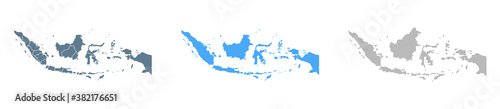 Indonesia Map Set - Vector Solid, Contour, Regions, Flag, Pixels