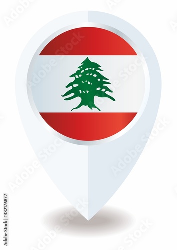 Flag of Lebanon, location icon for Multipurpose, Lebanese Republic. photo