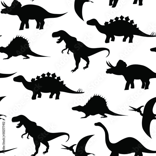 Dinosaurs silhouettes seamless pattern  vector illustration