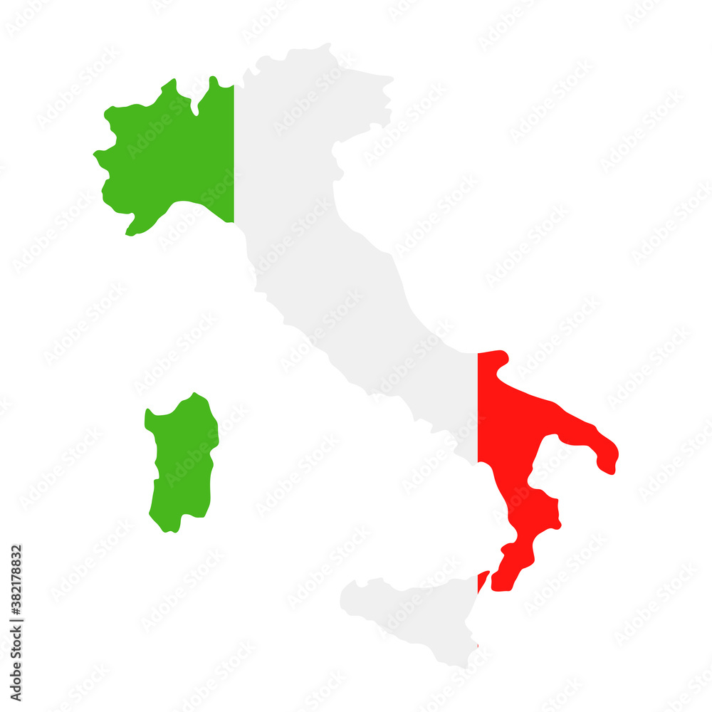 Italy Map Flag Fill Background - Vector illustation