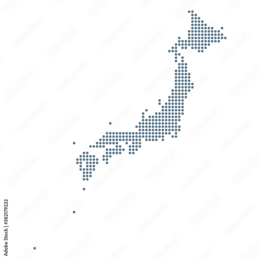 Japan Map - Vector Pixel Solid Contour