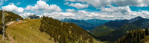 High resolution stitched panorama of a beautiful alpine view at the famous Wallberg, Rottach-Egern, Tegernsee, Bavaria, Germany © Martin Erdniss