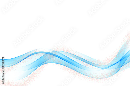 Abstract blue lines on a white background. Line art. Design element.Vector wave flow blue