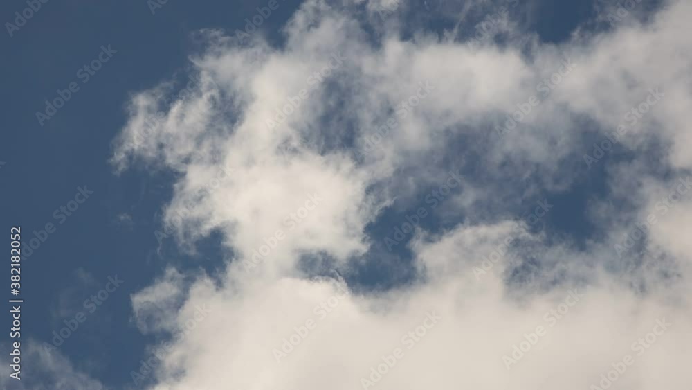 Clear blue sky with cumulus clouds that stand still and cirrus clouds that float. Joyful mood. High pressure and difference in movement in the atmosphere. Ecology of clean air. Weather forecast Clear blue sky with cumulus clouds that stand still and cirrus clouds that float. Joyful mood. High pressure and difference in movement in the atmosphere. Ecology of clean air. Weather forecast