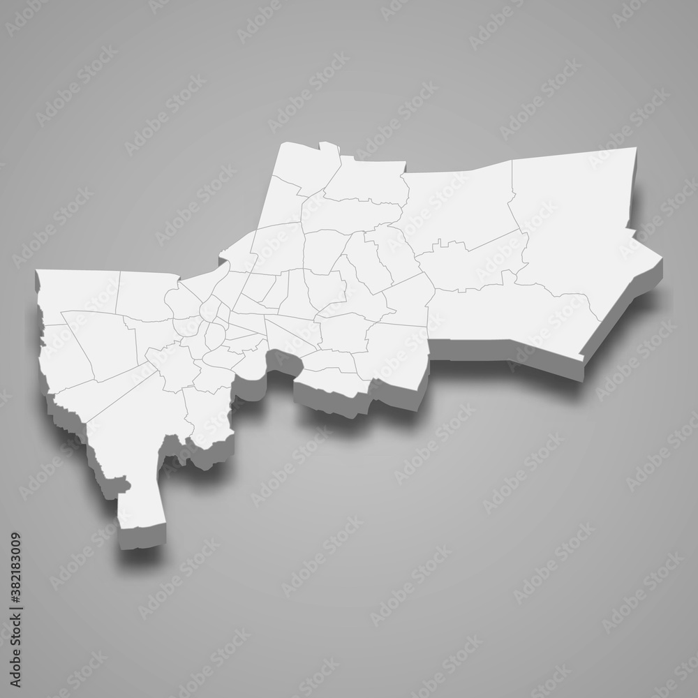 Fototapeta premium 3d map of Bangkok is a province of Thailand