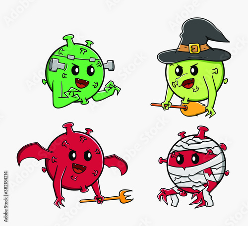 set of corona virus halloweeen cosplay