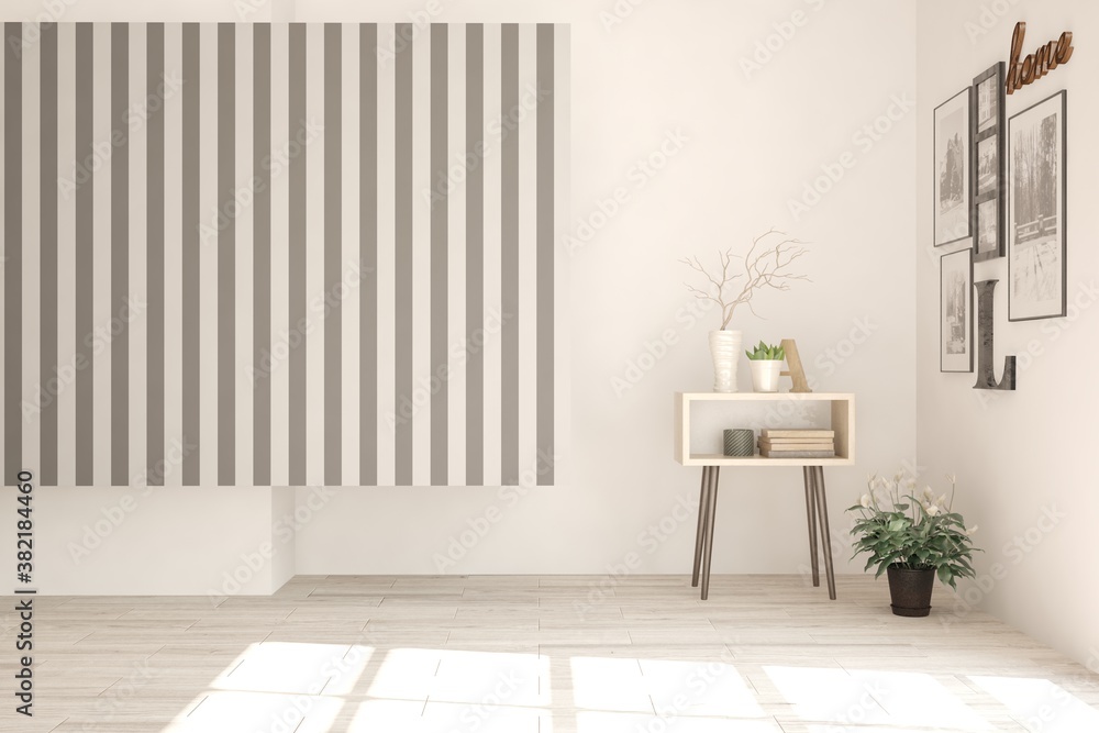 Fototapeta premium White empty room. Scandinavian interior design. 3D illustration