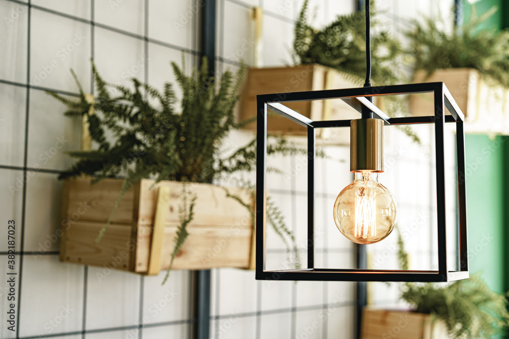 Creative loft style lamp with shining lightbulb Creative loft style lamp with shining lightbulb