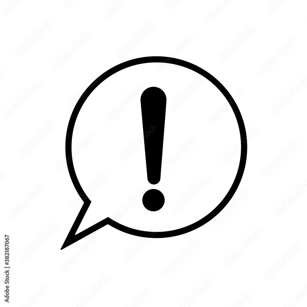 Fototapeta premium Attention icon, exclamation mark icon flat design illustration