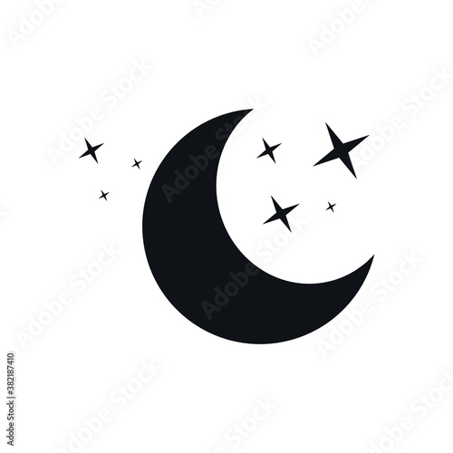 Moon icon, flat design illustration