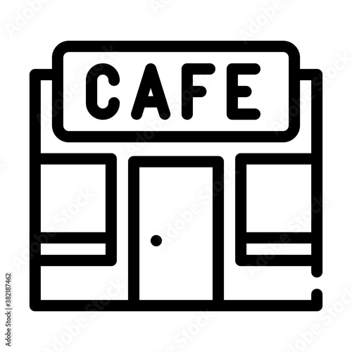 cafe building line icon vector black illustration