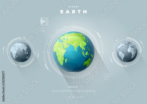 Eastern Earth hemisphere with scale