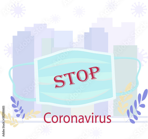 In the big city, people are in danger of being infected with the Koranovirus. Protect yourself and others - wear a medical mask. To protect against viral diseases, environmental and air pollution