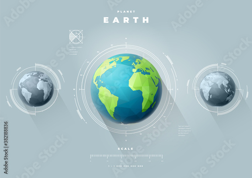 Western Earth hemisphere with scale