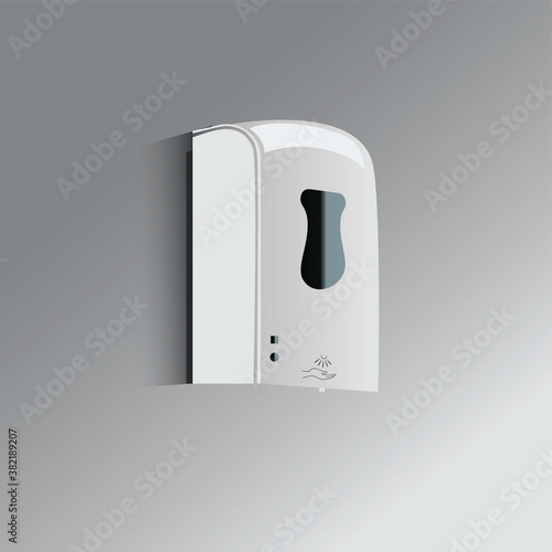 automatic sanitizer dispenser fixing on wall. vector illustration
