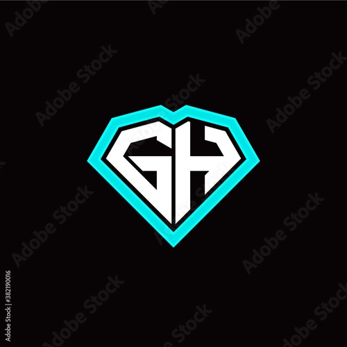 G H initial letter with unique diamond style logo template vector