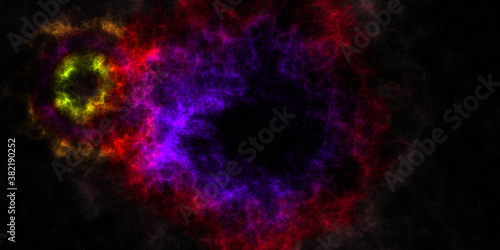 Artistic Abstract Multicolored Glowing Nebula Galaxy Shaped As An Eye, Supernova, Stars nebula in space. 3D illustration