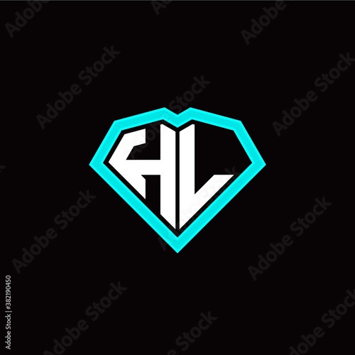 H L initial letter with unique diamond style logo template vector