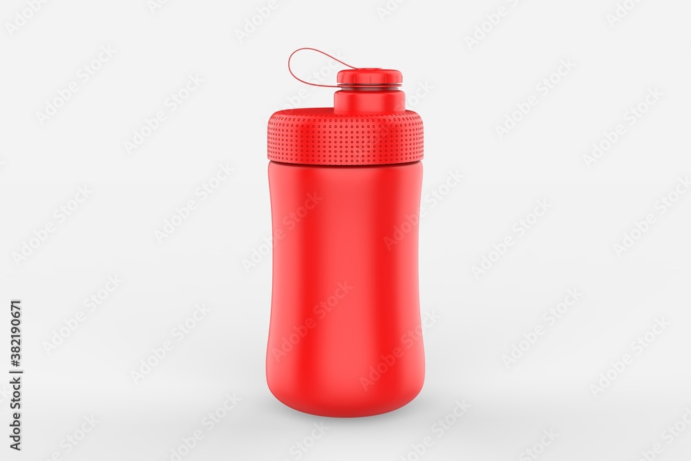 Obraz premium Fitness running and sport water bottles isolated on white background. 3d illustration