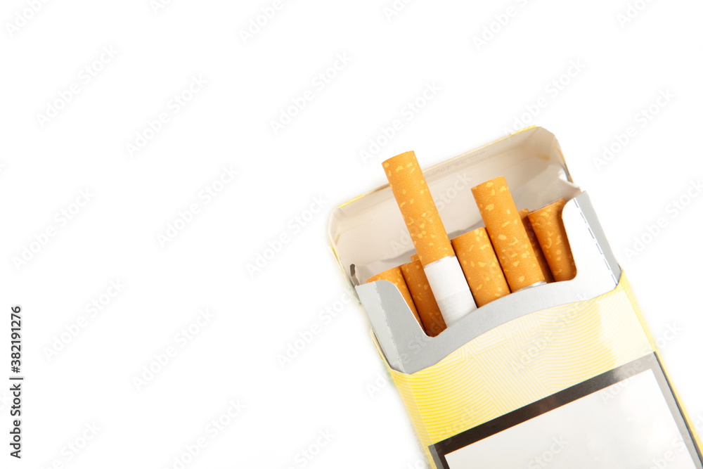 Pack of cigarettes isolated on white background. Pack of cigarettes isolated on white background.