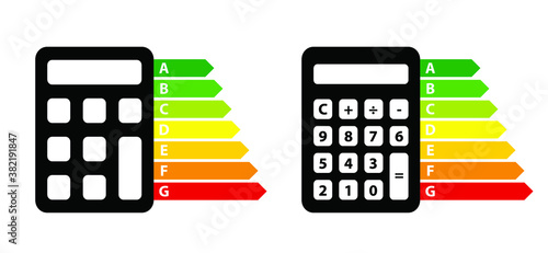 Energy efficiency scale or meter. Energy efficient house, the concept of energy efficiency of housing. Chart of house rating. Flat vectorclimate signs. photo