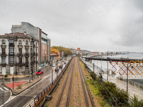AVILES, SPAIN - OCTOBER 19, 2019: Scenic view of old city center