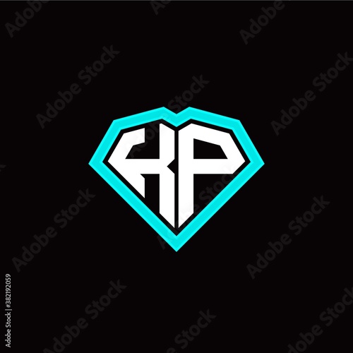 K P initial letter with unique diamond style logo template vector