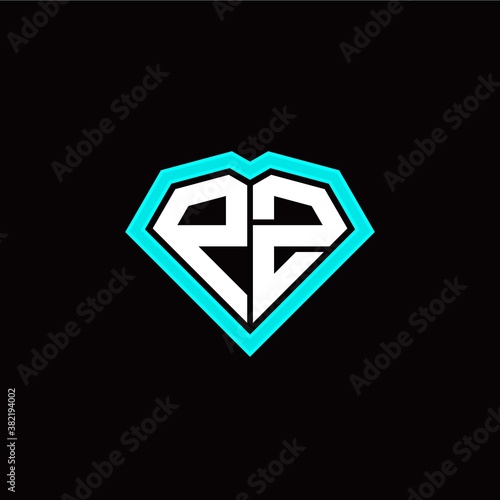 P Z initial letter with unique diamond style logo template vector