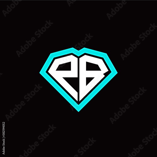 P B initial letter with unique diamond style logo template vector