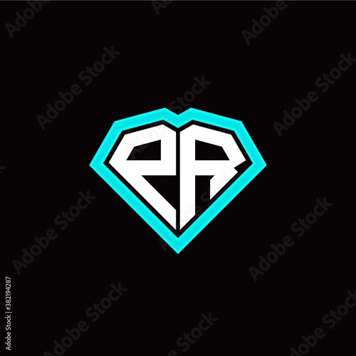 P R initial letter with unique diamond style logo template vector