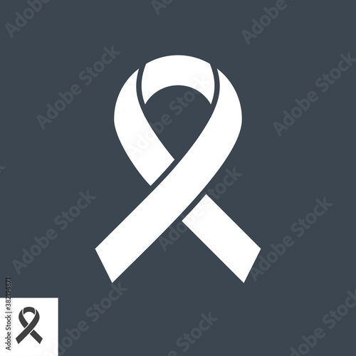 Hiv Ribbon, Cancer Concept Glyph Vector Icon. Isolated on the Black Background. Editable EPS file. Vector illustration.