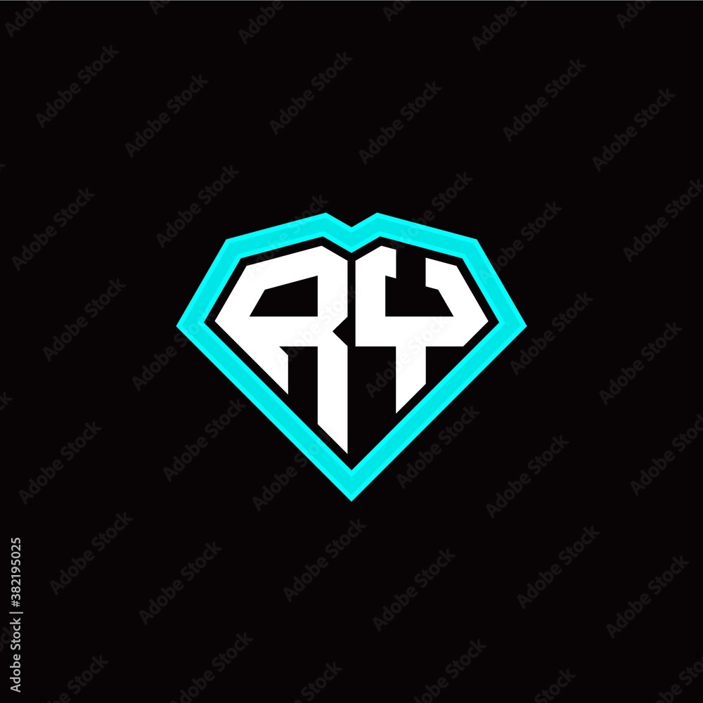 R Y initial letter with unique diamond style logo template vector R Y initial letter with unique diamond style logo template vector