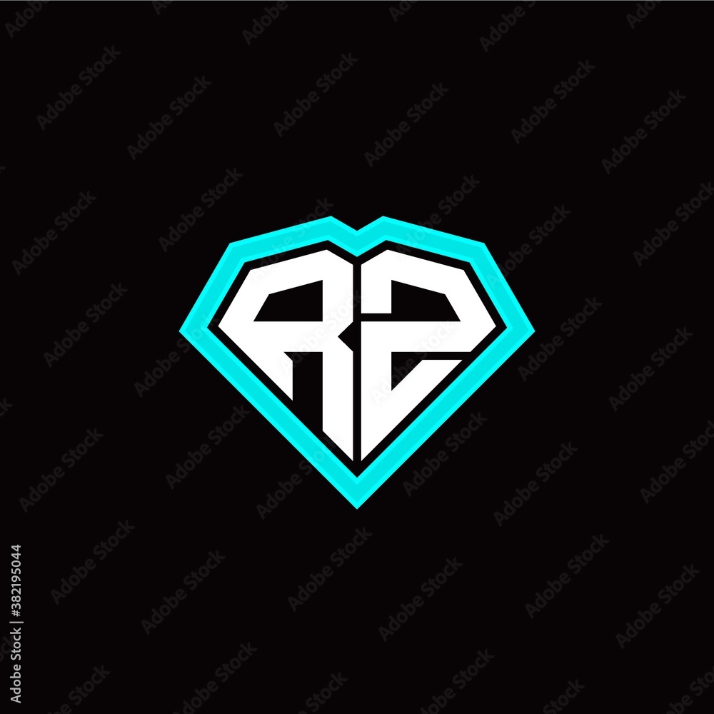 Obraz premium R Z initial letter with unique diamond style logo template vector
