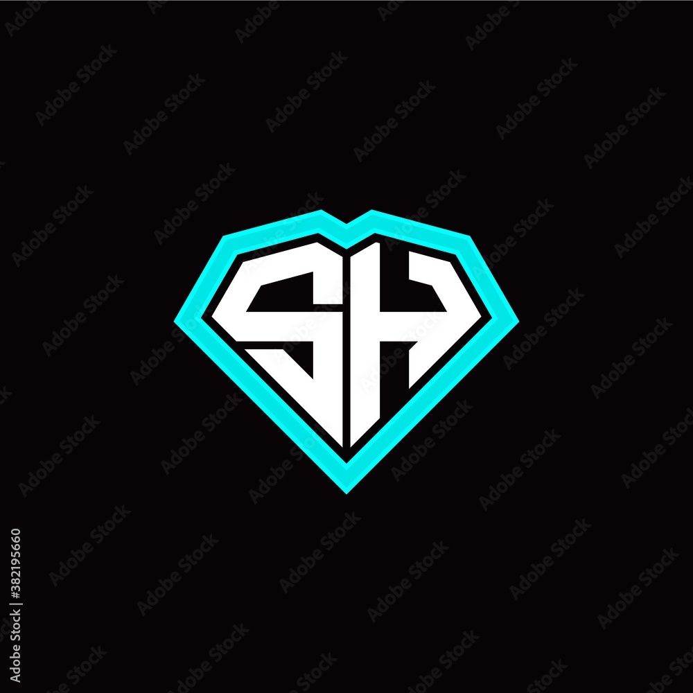 S H initial letter with unique diamond style logo template vector S H initial letter with unique diamond style logo template vector