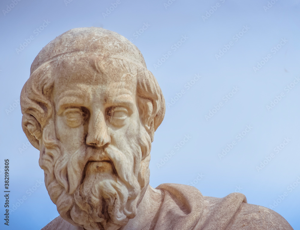 Plato portrait sculpture, the ancient Greek philosopher, Athens Greece