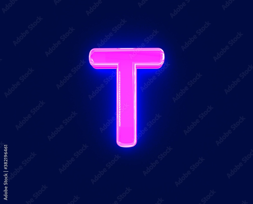 polished neon light glow reflective font - letter T isolated on dark, 3D illustration of symbols polished neon light glow reflective font - letter T isolated on dark, 3D illustration of symbols