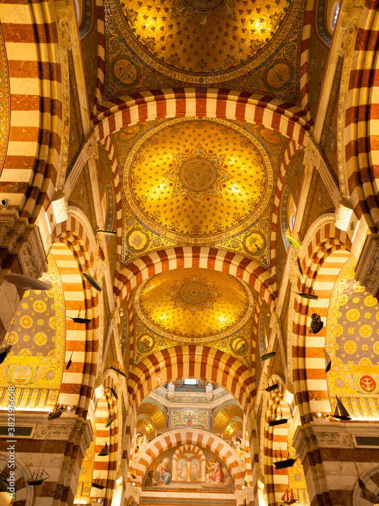 The inside of Notre-Dame de la Garde church in Marseille, France