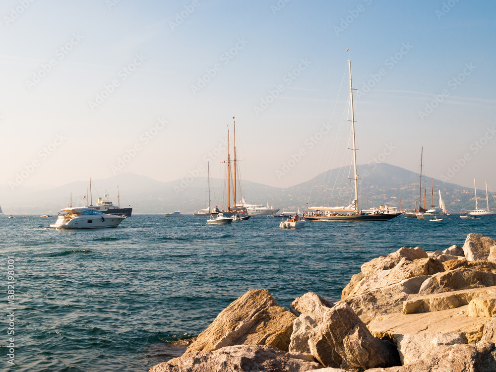 Yachts and sailing boats in Saint-Tropez, French Riviera, Côte d'Azur, France